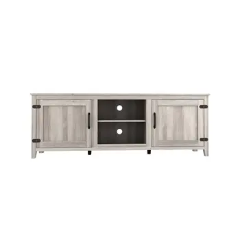 70" Gray Wood Enclosed and Open Storage TV Stand