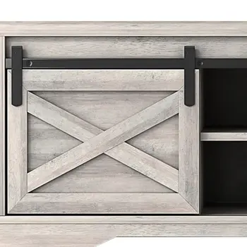 47" Gray Faux Leather Upholstered Storage Bench with Shelves