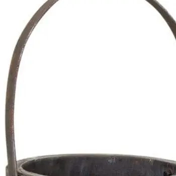 Set of Two Brown Round Wood Table Vase