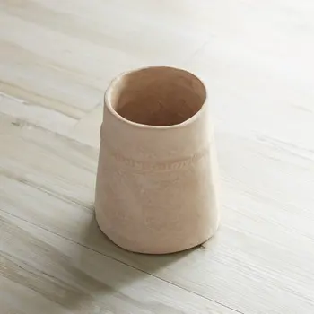 7" Beige Round Resin Table Vase