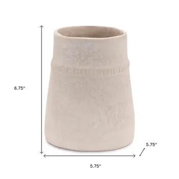 7" Beige Round Resin Table Vase