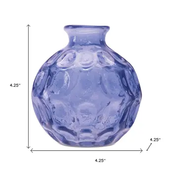 Set of Two Blue Round Glass Table Vase
