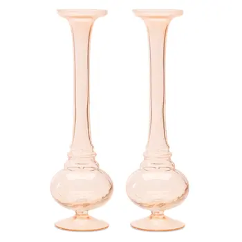 Set of Two Pink Trumpet Glass Table Vase