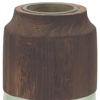 9" Green And Brown Round Glass Table Vase