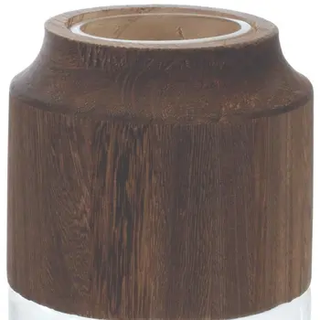 9" Brown And Clear Round Glass Table Vase