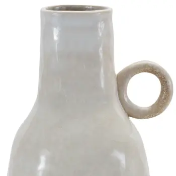 11" Gray And White Round Ceramic Table Vase