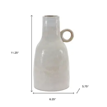 11" Gray And White Round Ceramic Table Vase