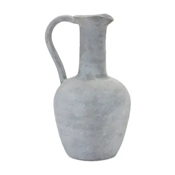 12" Gray Round Resin Jar