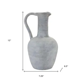 12" Gray Round Resin Jar