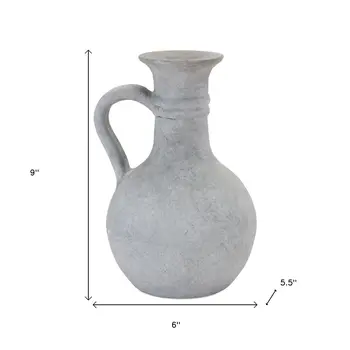9" Gray Round Resin Jar