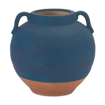7" Blue Round Ceramic Urn