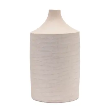 18" Beige Round Resin Floor Vase