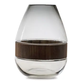 10" Brown And Gray Round Glass Table Vase