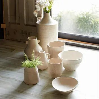 10" Beige Round Resin Urn