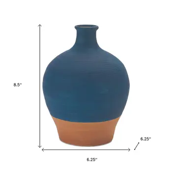 9" Blue Round Ceramic Urn