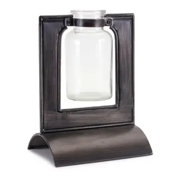 8" Black Round Metal Table Vase