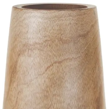 15" Brown Round Wood Floor Vase