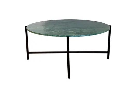 32" Green and Charcoal Genuine Marble Round Coffee Table