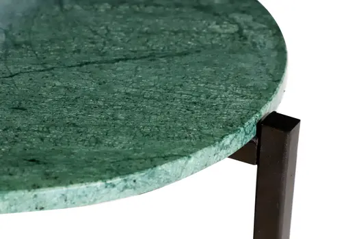 21" Green and Black Marble and Metal Round End Table