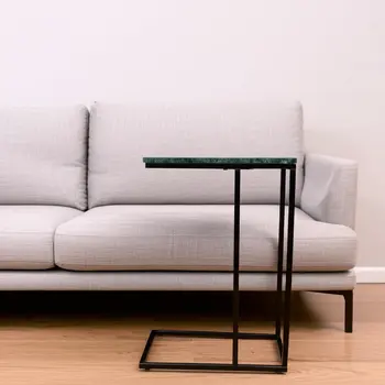 24" Green and Black Marble and Metal End Table