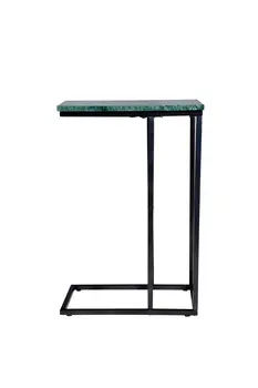 24" Green and Black Marble and Metal End Table