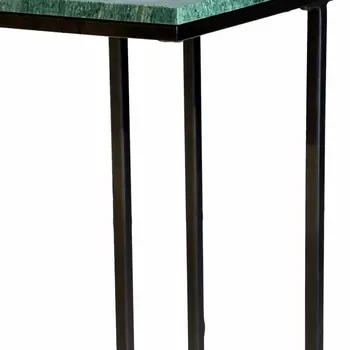 24" Green and Black Marble and Metal End Table