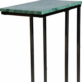 24" Green and Black Marble and Metal End Table