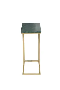 24" Green and Gold Marble and Metal End Table