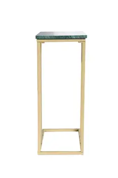 24" Green and Gold Marble and Metal End Table