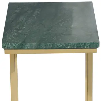 24" Green and Gold Marble and Metal End Table