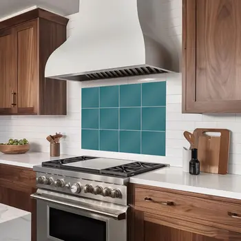 12" x 12" Blue Vinyl Arabesque Peel And Stick Removable Tiles