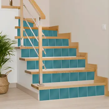 12" x 12" Blue Vinyl Arabesque Peel And Stick Removable Tiles