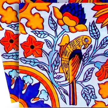 12" x 12" Orange Vinyl Arabesque Peel And Stick Removable Tiles