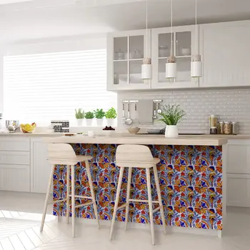 12" x 12" Orange Vinyl Arabesque Peel And Stick Removable Tiles