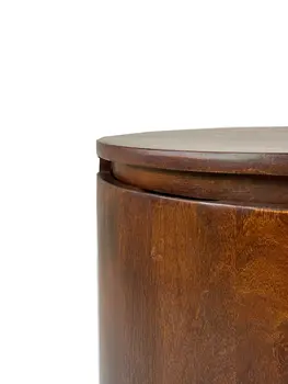 24" Chestnut Solid Wood Round Drum End Table With Two Drawers
