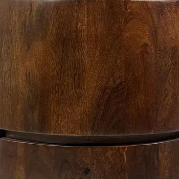 24" Chestnut Solid Wood Round Drum End Table With Two Drawers