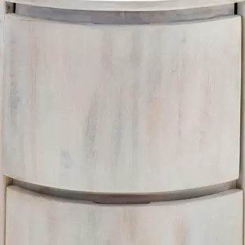 24" White Solid Wood Round Drum End Table With Two Drawers