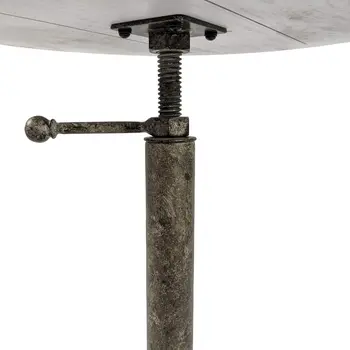 22" Natural and Black Solid Wood and Metal Height Adjustable Round Pedestal End Table