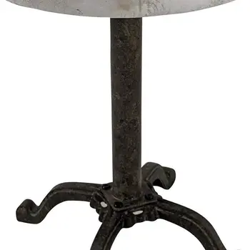 22" Natural and Black Solid Wood and Metal Height Adjustable Round Pedestal End Table