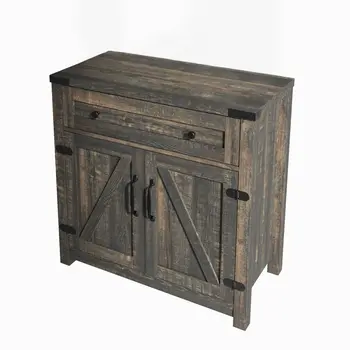 32" Light Brown Wood Accent Cabinet With Two Doors And One Drawer