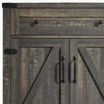32" Light Brown Wood Accent Cabinet With Two Doors And One Drawer