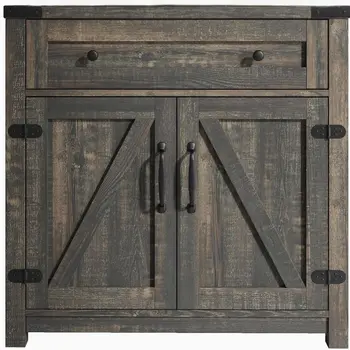 32" Light Brown Wood Accent Cabinet With Two Doors And One Drawer