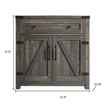 32" Light Brown Wood Accent Cabinet With Two Doors And One Drawer