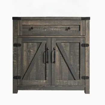 32" Light Brown Wood Accent Cabinet With Two Doors And One Drawer