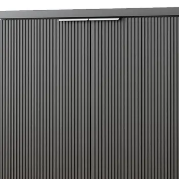 35" Black Wood Textured Door Accent Cabinet With Two Doors
