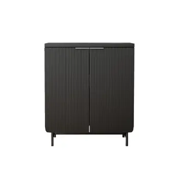 35" Black Wood Textured Door Accent Cabinet With Two Doors