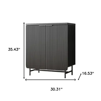35" Black Wood Textured Door Accent Cabinet With Two Doors