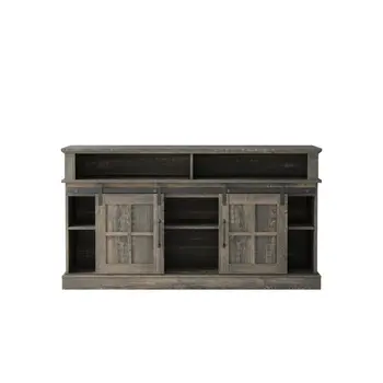 58" Oak Wood Enclosed and Open Storage TV Stand