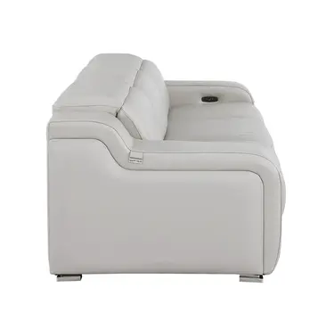103" Light Gray Italian Leather Reclining USB Sofa