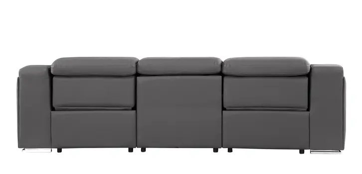 103" Dark Gray Italian Leather Reclining USB Sofa